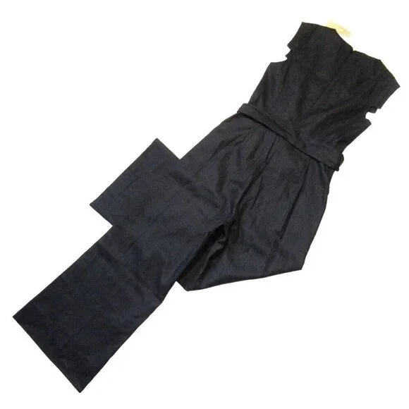 NWT J.Crew Resume Jumpsuit in Black Stretch Linen Belted Wide Leg 1-Piece 12 - Picture 5 of 6